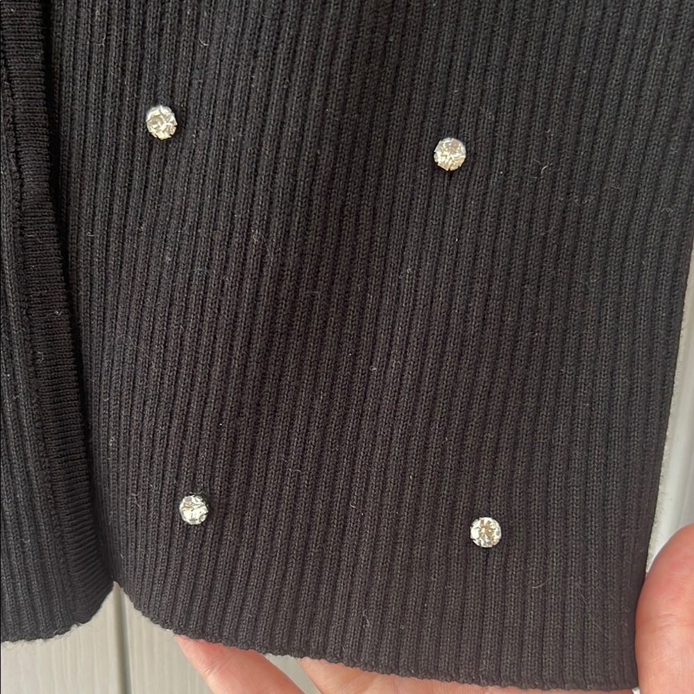 No Boundaries Black Cardigan with Sparkle Details - Picture 3 of 4